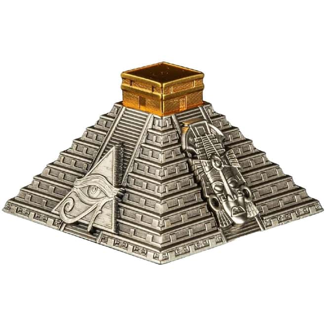 2022 5 oz Silver Mayan Pyramid 3D Shaped Coin Nicaragua .999 Fine (w/Box & COA)