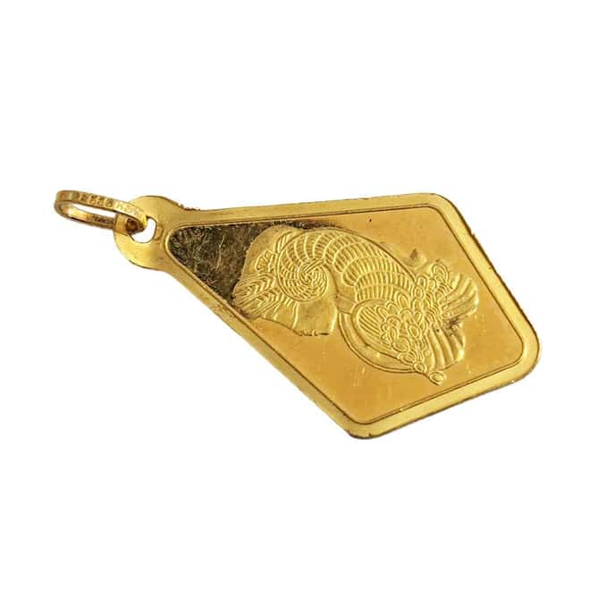 2.5 Gram PAMP Suisse Gold Lady Fortuna Diamond Shaped Pendant .9999 Fine (Scruffy)