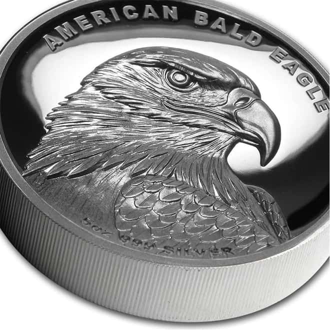 2014 5 oz Tuvalu Proof Silver American Bald Eagle Coin Perth Mint
