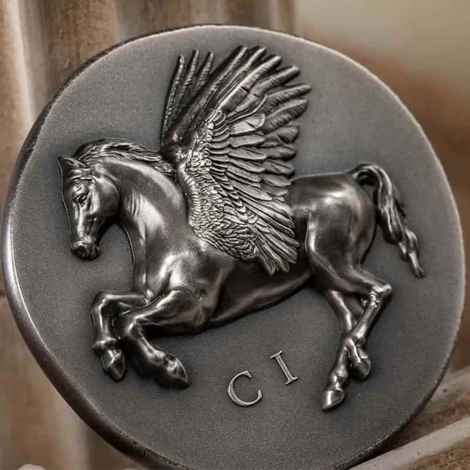 2022 1 oz Silver Pegasos - Numismatic Icons Coin Cook Islands .999 Fine (w/Box & COA)