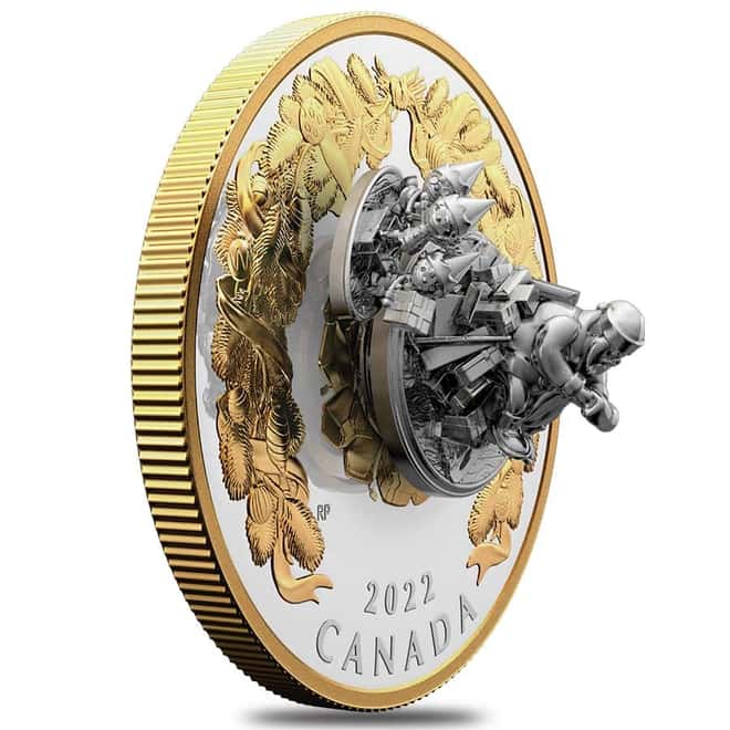 2022 Canada 5 oz Santa with Dancing Elves Holiday Gifts 3D Silver Coin (w/Box & COA)