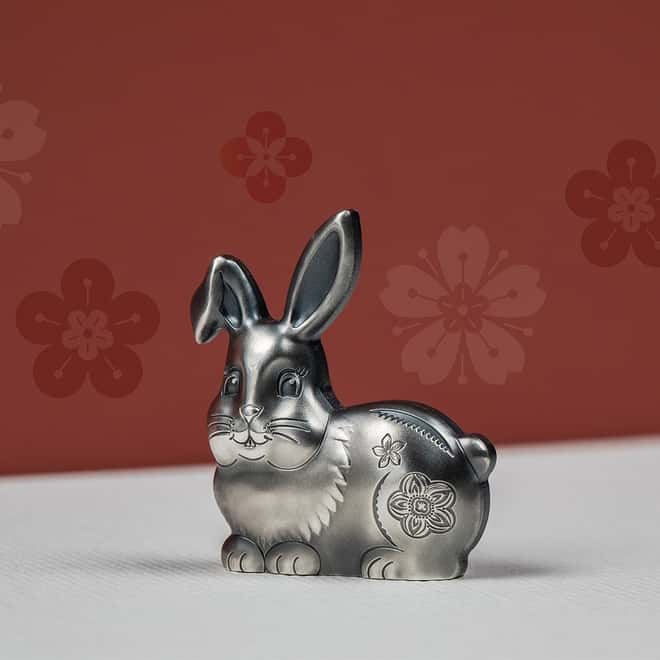 2023 1 oz Silver Lunar Year of The Rabbit Shaped Coin Mongolia .999 Fine (w/Box & COA)