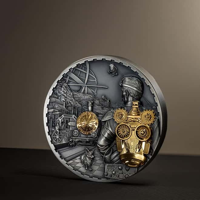 2023 Cook Islands 1 kilo Silver Steampunk Jet Pack Coin Antiqued .999 Fine (w/Box & COA)