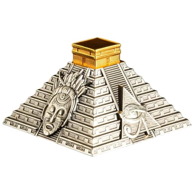 2022 5 oz Silver Mayan Pyramid 3D Shaped Coin Nicaragua .999 Fine (w/Box & COA)