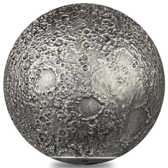 2023 3 oz Silver Moon Spherical Coin Barbados .999 Fine (w/Box & COA)