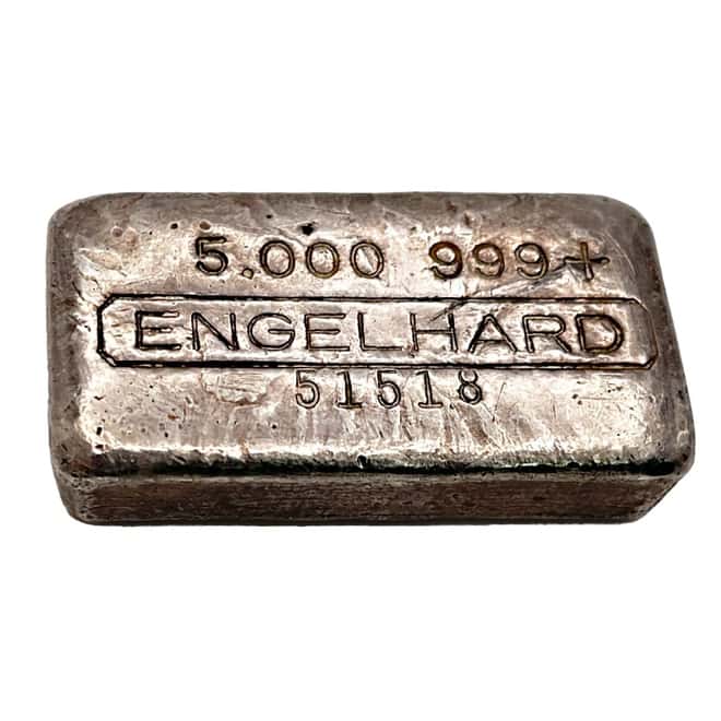 5 oz Engelhard Cast Silver Bar .999+ Fine (5th Series)