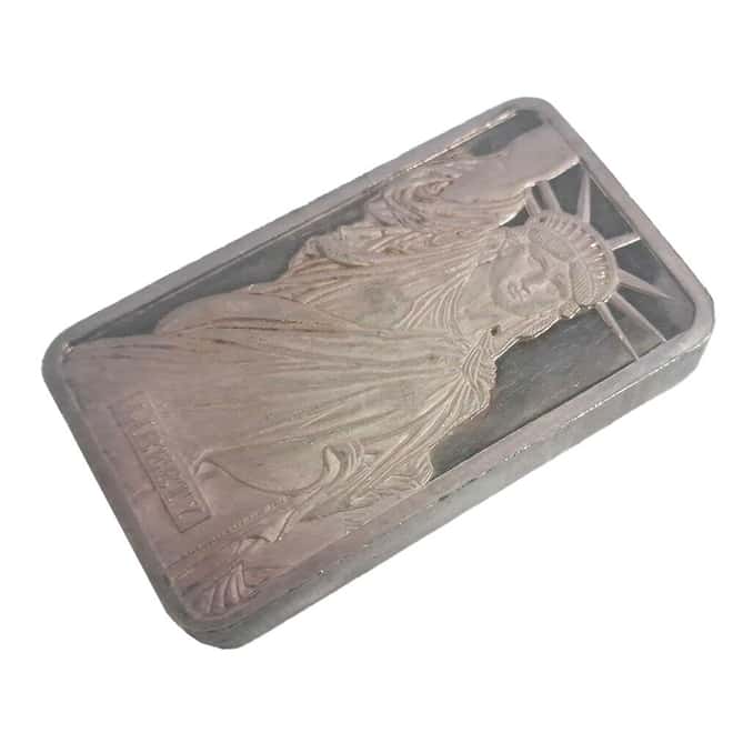 5 oz Johnson Matthey MTB Statue of Liberty Vintage Silver Bar .999 Fine