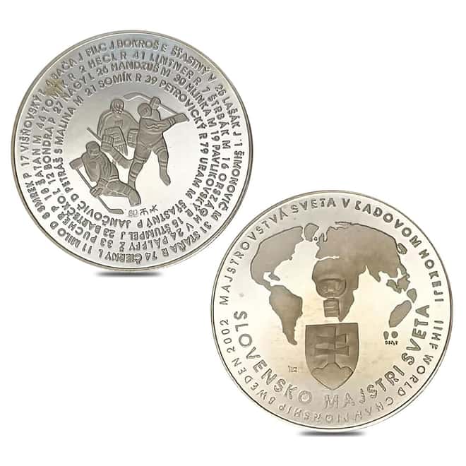 2002 Slovakia Gold/Silver Ice Hockey World Championship 2-Medal Set