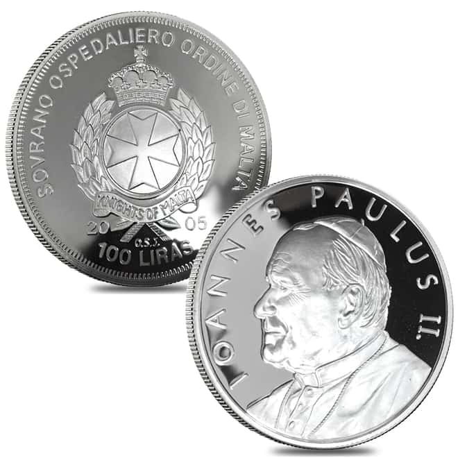 2005 Gold & Silver Knights of Malta Pope John Paul II Proof 2-Coin Set (w/Box)