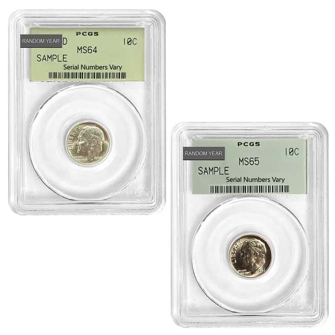 Silver Roosevelt Dime 10C Sample Slab PCGS OGH (Random Year, Random Grade)