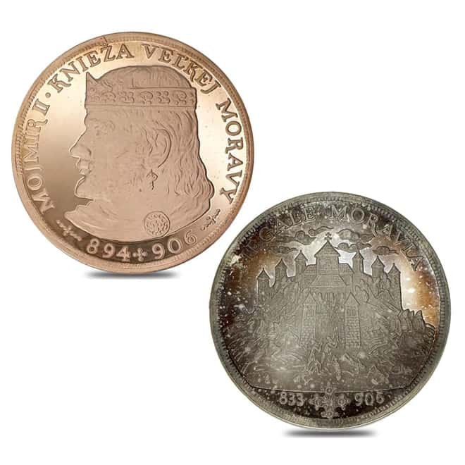 Slovakia Moravian Ruler Mojmir II Gold / Silver 2-Medal Set
