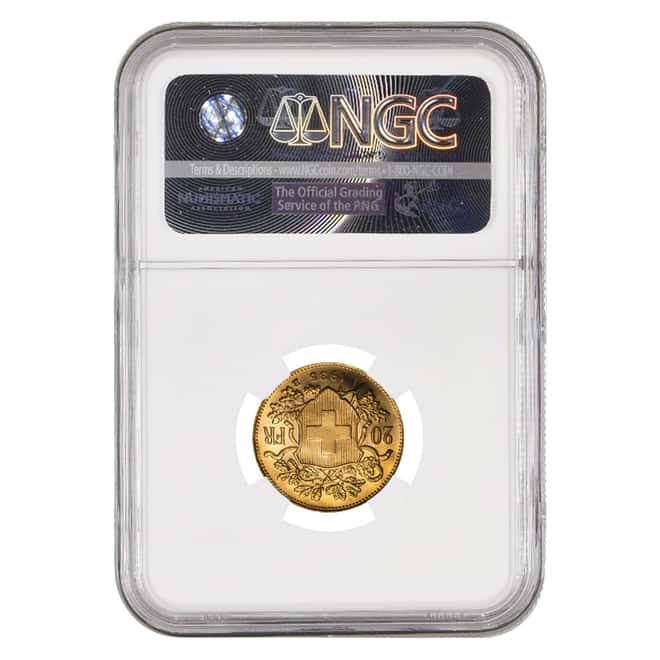 1935 LB Swiss Gold 20 Francs Helvetia NGC MS 65