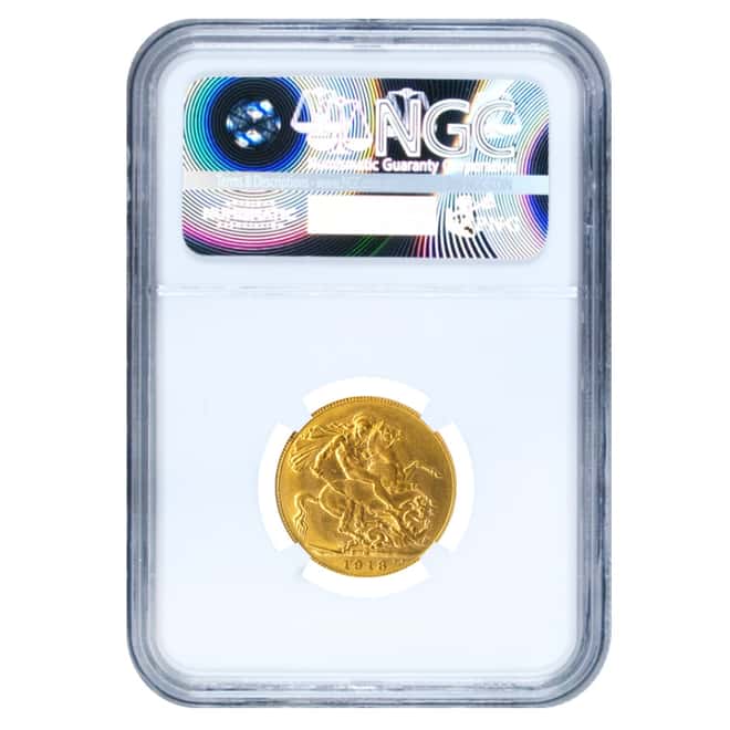 1918-M Gold Australia Sovereign George V Coin NGC AU Details