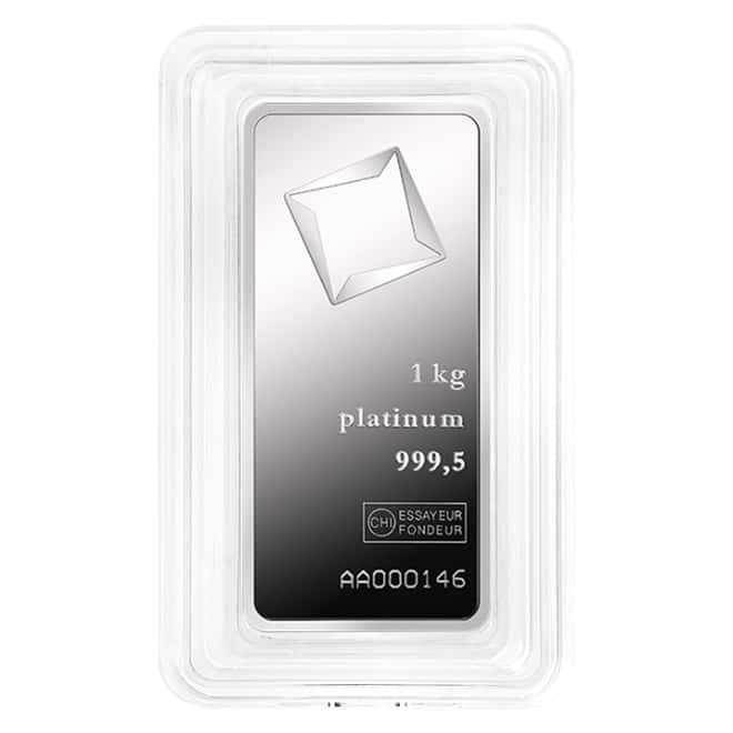 1 kilo Platinum Bar - Valcambi Suisse .9995 Fine (w/ Assay)