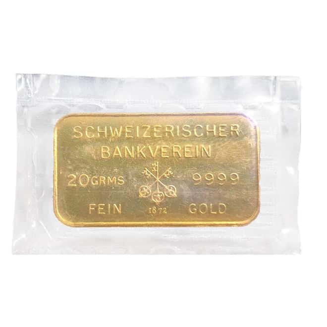 20 Gram Schweizerischer Bankverein Johnson Matthey Gold Bar