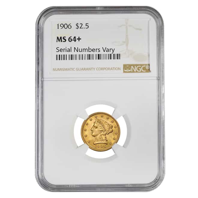 1906 $2.5 Gold Quarter Eagle Liberty Head NGC MS 64+