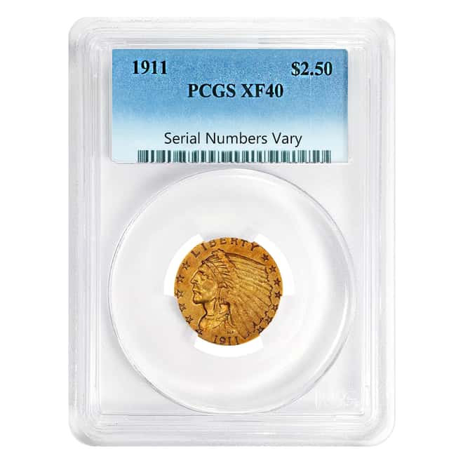 1911 $2.5 Gold Quarter Eagle Indian Head PCGS XF 40