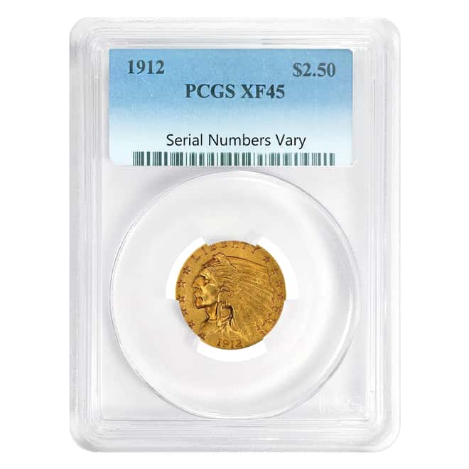 1912 $2.5 Gold Quarter Eagle Indian Head PCGS XF 45