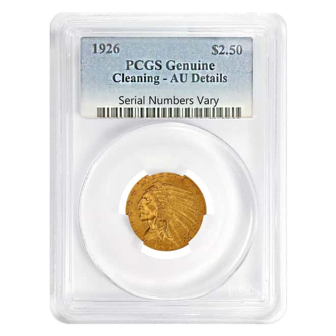 1926 $2.5 Gold Quarter Eagle Indian Head PCGS AU Details