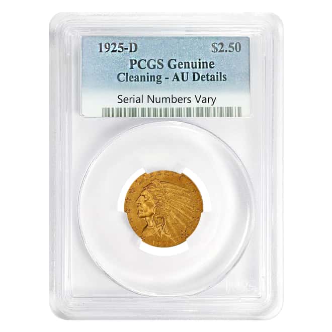 1925 D $2.5 Gold Quarter Eagle Indian Head PCGS AU Details