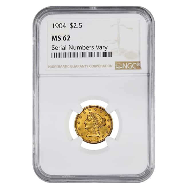 1904 $2.5 Gold Quarter Eagle Liberty Head NGC MS 62