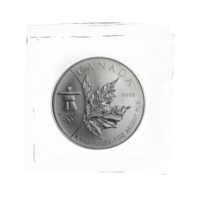 2008 1 oz Canadian Silver Maple Leaf Coin BU Olympic Inukshuk (Sealed)