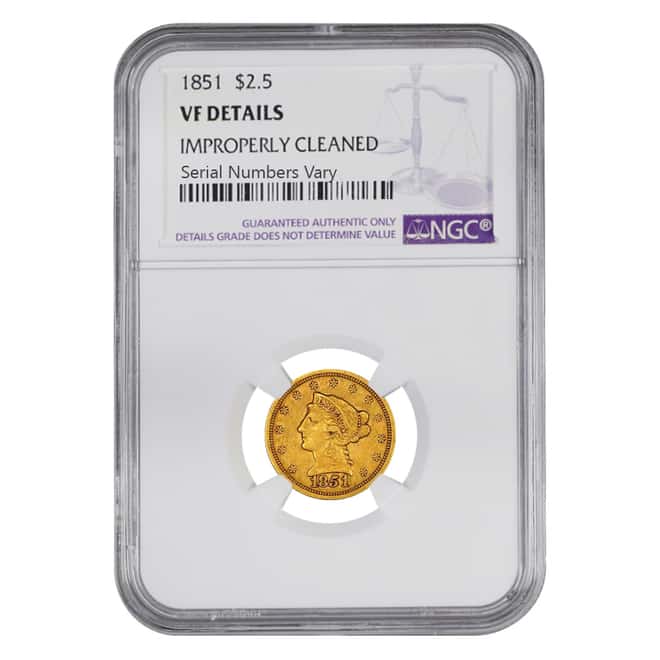 1851 $2.5 Gold Quarter Eagle Liberty Head NGC VF Details