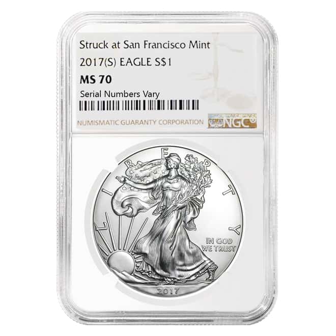 2017 (S) 1 oz Silver American Eagle $1 Coin NGC MS 70
