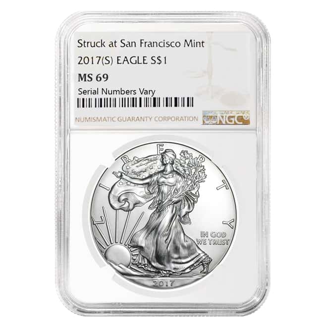 2017 (S) 1 oz Silver American Eagle $1 Coin NGC MS 69