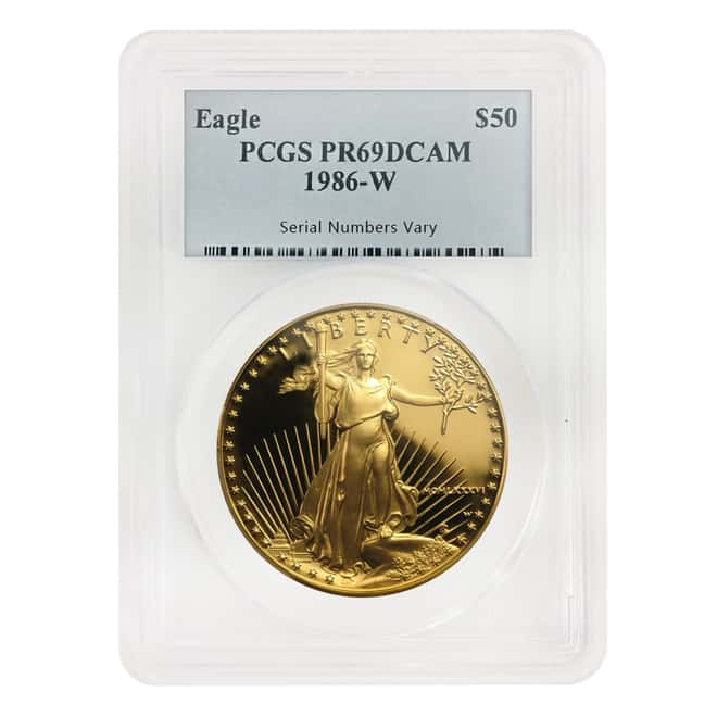 1986 W 1 oz $50 Proof Gold American Eagle PCGS PF 69 DCAM