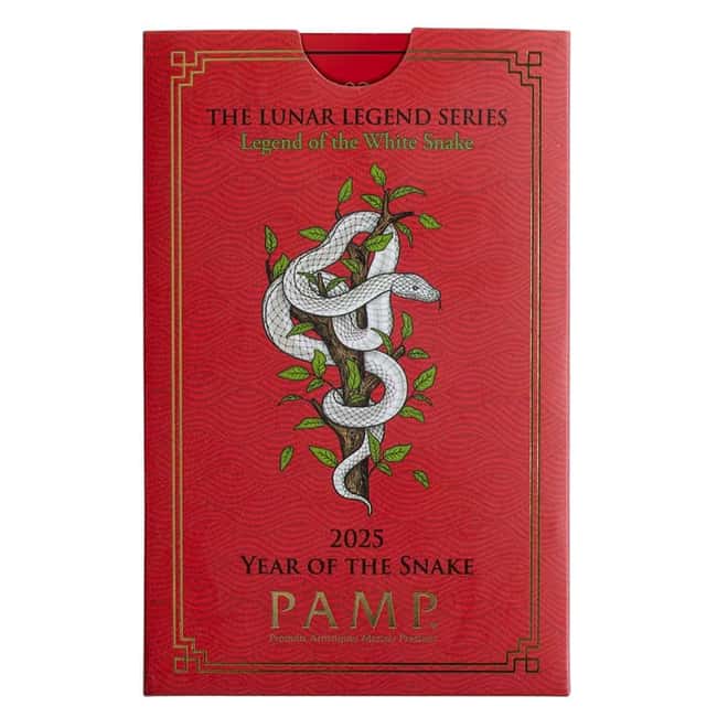 Box of 25 - 2025 1 oz PAMP Suisse Lunar White Snake Silver Bar (in Assay)