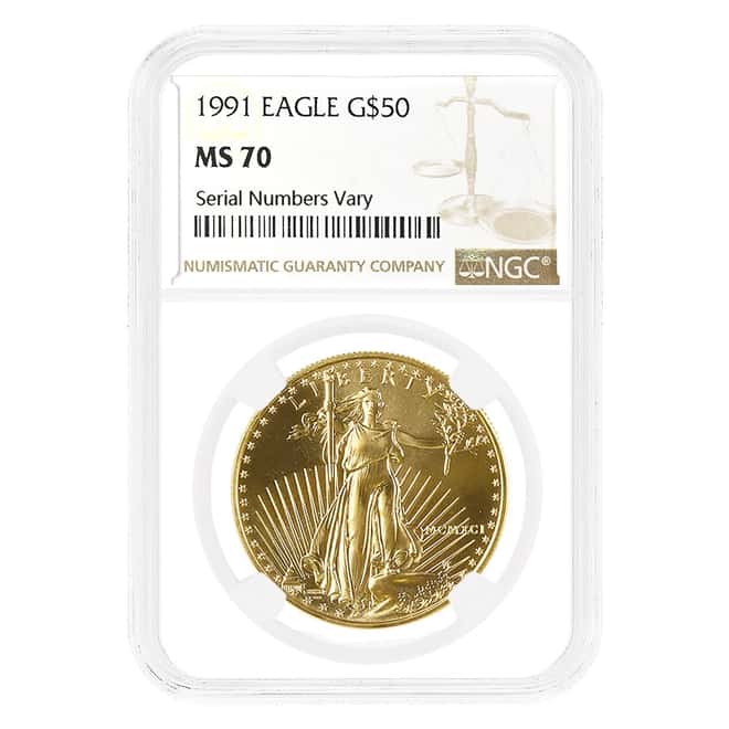 1991 1 oz Gold American Eagle NGC MS 70