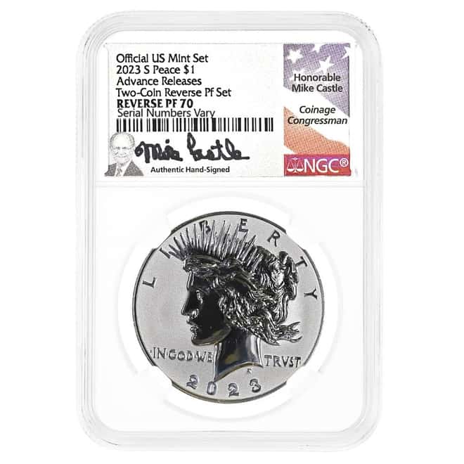 2023-S Peace Silver Dollar Reverse Proof NGC PF 70 AR (Castle)