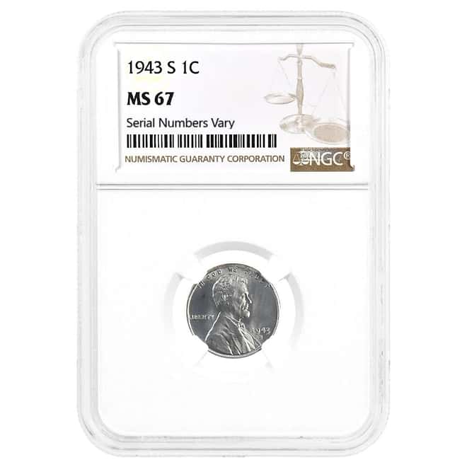 1943-S Steel Lincoln Wheat Penny NGC MS 67