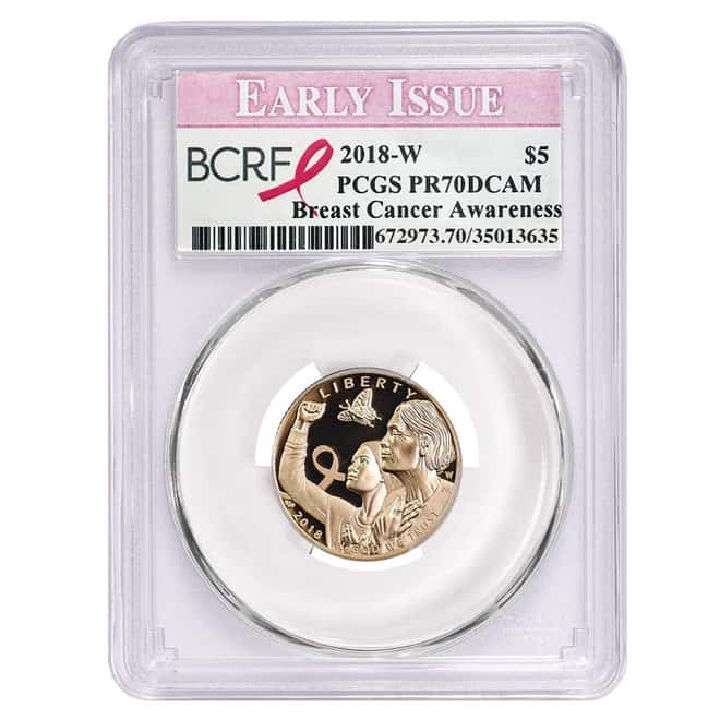 2018-W Proof Gold $5 Breast Cancer Awareness Comm. PCGS PF 70 Early Issue