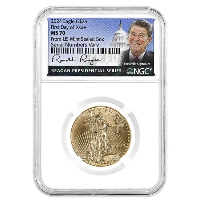 2024 1/2 oz Gold American Eagle NGC MS 70 FDOI (Ronald Reagan / Anna Cabral)