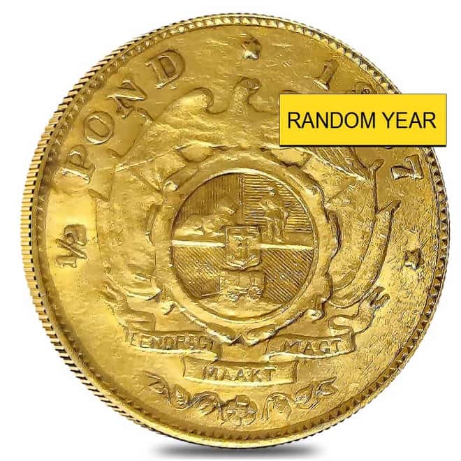 South Africa 1/2 Pond Gold Coin AGW .1176 oz Avg Circ (Random Year)