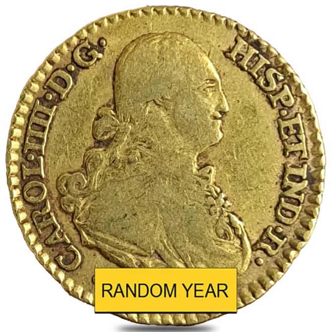 Spain 1 Escudo Gold Coin Avg Circ AGW .0955 oz (Random Year)