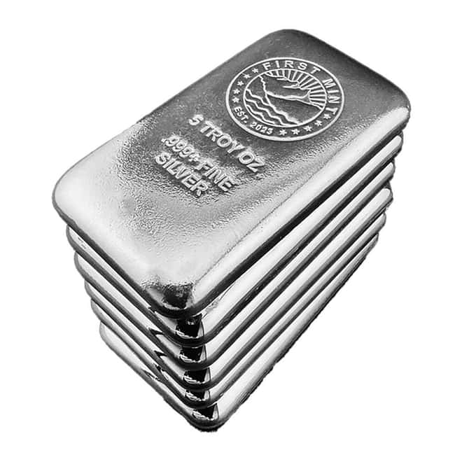 5 oz First Mint Silver Cast Bar .999 Fine First Majestic