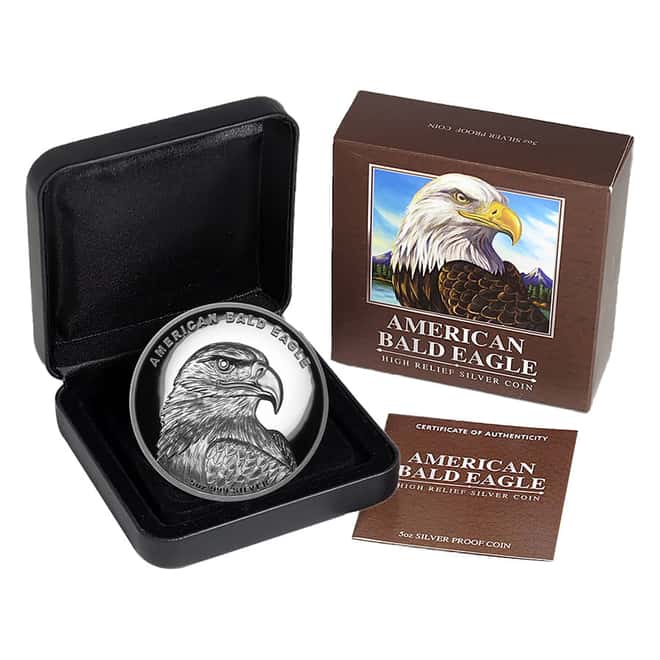 2014 5 oz Tuvalu Proof Silver American Bald Eagle Coin Perth Mint