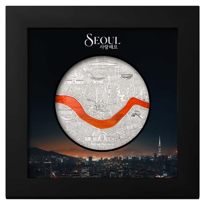 2024 Palau 3 oz Proof Silver Tiffany Art Metropolis Seoul Coin