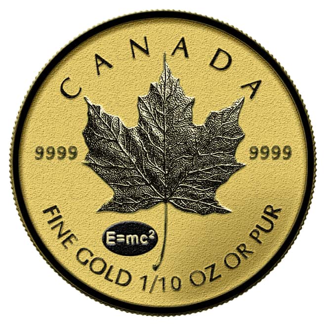 2015 1/10 oz Gold Canadian Maple Leaf E=mc2 Privy Reverse Proof $5 Coin (Sealed)