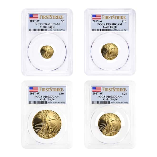 2017-W 1.85 oz Proof Gold American Eagle 4-Coin Set PCGS PF 70 DCAM First Strike