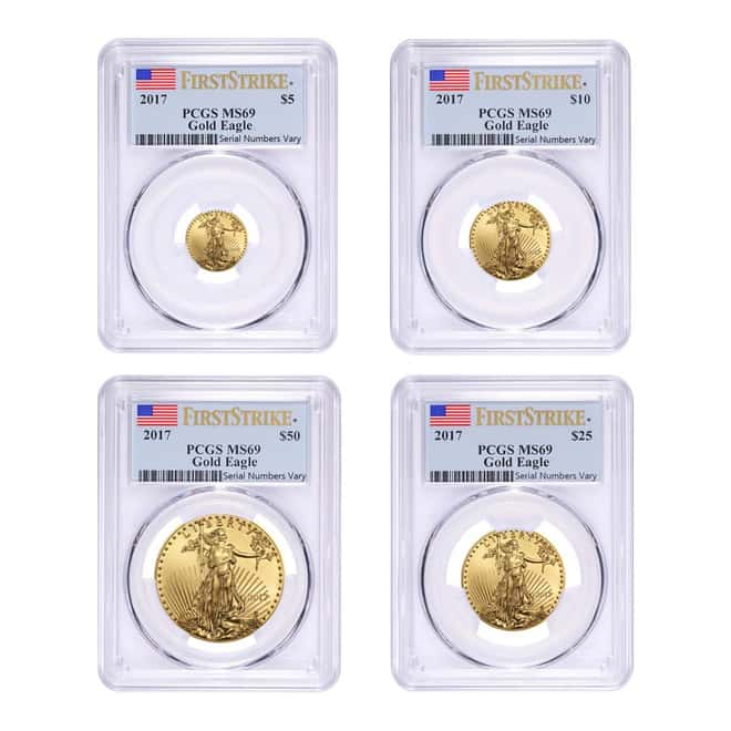 2017 1.85 oz Gold American Eagle 4-coin Set PCGS MS 69 First Strike