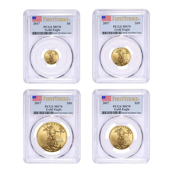 2017 1.85 oz Gold American Eagle 4-coin Set PCGS MS 70 First Strike