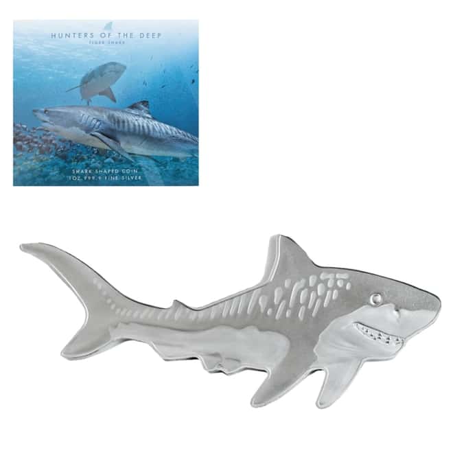 2020 1 oz Silver Tiger Shark Solomon Islands $2 Coin .9999 Fine (In Cap)