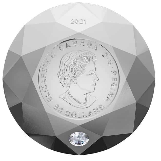 2021 Canada 3 oz Silver Diamond Shaped Coin - Forevermark Black Label Round Diamond .9999 Fine (w/Box & COA)