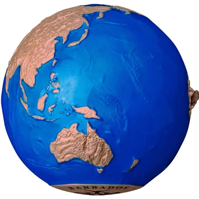 2022 3 oz Silver Rose Gold Plating Blue Marble Endangered - Meteorite Spherical Coin Barbados .999 Fine (w/Box & COA)