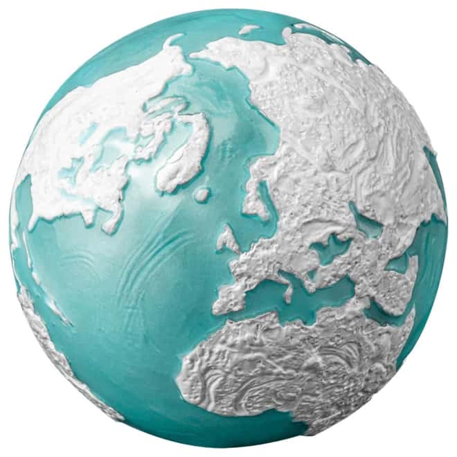 2023 3 oz Silver Blue Marble Frozen Planet Earth Spherical Coin Barbados .999 Fine (w/Box & COA)