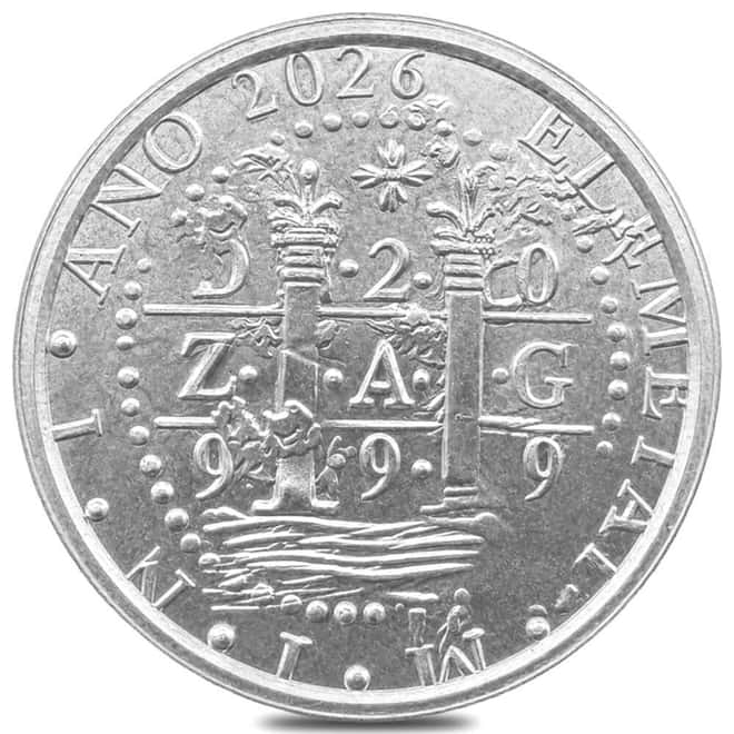 Tube of 10 - 2 oz Elemetal Shipwreck El Cazador Silver Rounds Chest Set .999 Fine